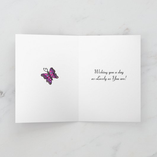 叔母のための明かわいらしるいお洒落誕生日 カード (内部)