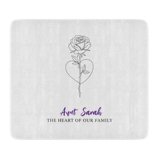 叔母のカッティングボード – 私たちの家族のハート カッティングボード (正面)