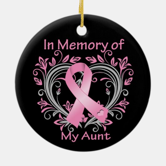叔母の乳がんハートを思い出して セラミックオーナメント (裏面)