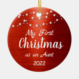 叔母の初めてのクリスマスストリングライツフォト セラミックオーナメント