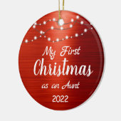 叔母の初めてのクリスマスストリングライツフォト セラミックオーナメント (左)