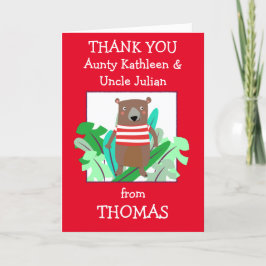 叔母の名前かわいいクマ離れの サンキューカード
