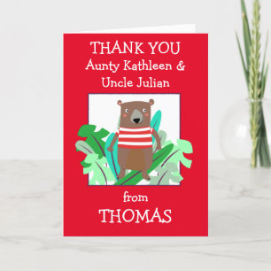 叔母の名前かわいいクマ離れの サンキューカード