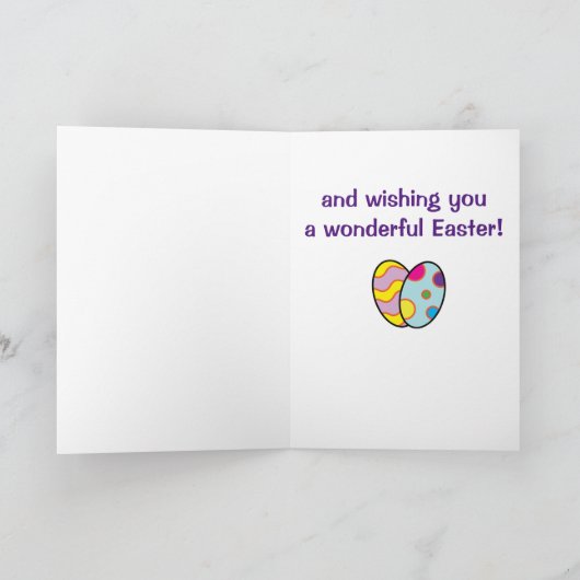 叔母の名前がカスタマイズ可能なイースターバニー シーズンカード (内部)