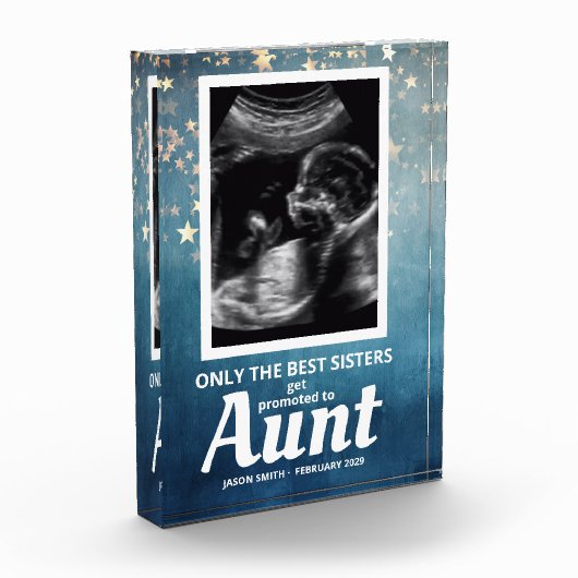 叔母の妊娠の発表男の赤ちゃん超音波 フォトブロック (左)