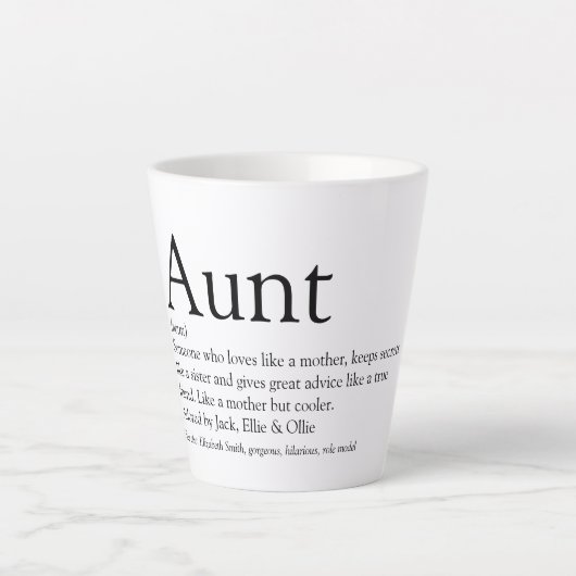 叔母の定義ことわざ白黒 カフェラテマグ (正面)