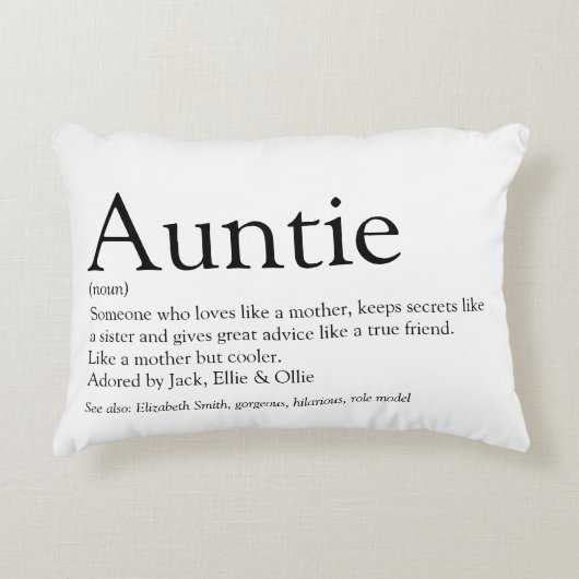 叔母の定義ことわざ黒と白 アクセントクッション (正面)