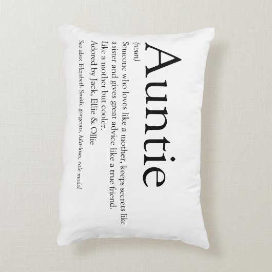 叔母の定義ことわざ黒と白 アクセントクッション (裏面(縦))