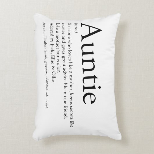 叔母の定義ことわざ黒と白 アクセントクッション (正面(垂直))