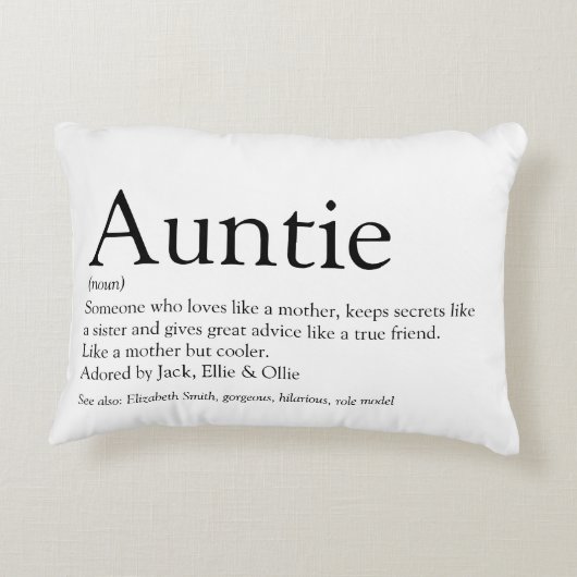 叔母の定義ことわざ黒と白 アクセントクッション (裏面)