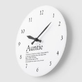 叔母の定義引用文黒と白 ラージ壁時計 (傾斜)