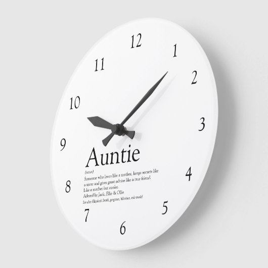 叔母の定義引用文黒と白 ラージ壁時計 (傾斜)