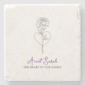 叔母の石コースター – 私たちの家族のハート ストーンコースター (正面)