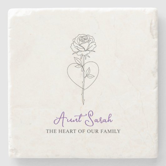 叔母の石コースター – 私たちの家族のハート ストーンコースター (正面)