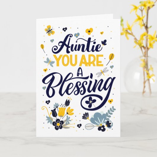 叔母の誕生日あなた賛美は植物学だ カード (黄色い花)