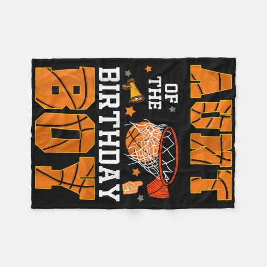 叔母の誕生日ボーイバスケットボールBデイデコレティ フリースブランケット (正面(横))