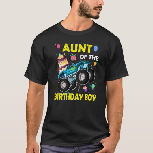 叔母の誕生日ボーイモンスタートラック誕生日Au Tシャツ (正面)