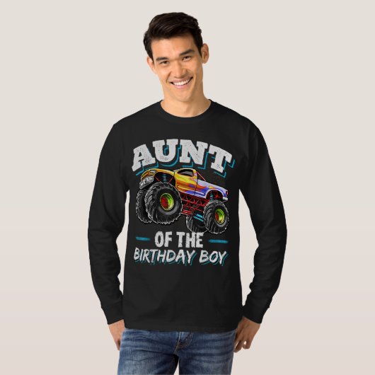 叔母の誕生日ボーイモンスタートラック誕生日Pa Tシャツ (正面フル)
