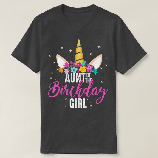 叔母の誕生日女の子の叔母ギフトユニコーン生まれた Tシャツ (デザイン正面)