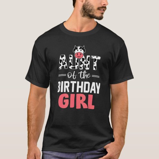 叔母の誕生日女の子の牛ファームカウ叔母 Tシャツ (正面)