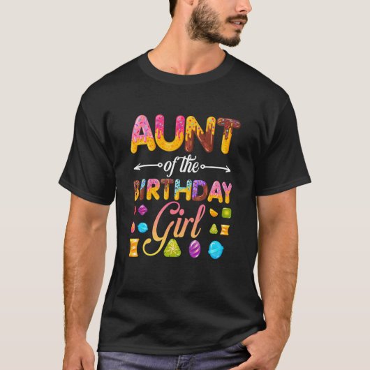 叔母の誕生日女の子ドーナツ誕生日パーティザ Tシャツ (正面)