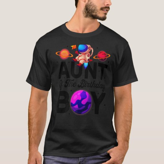 叔母の誕生日宇宙飛行士ボーイ宇宙テーマ Tシャツ (正面)