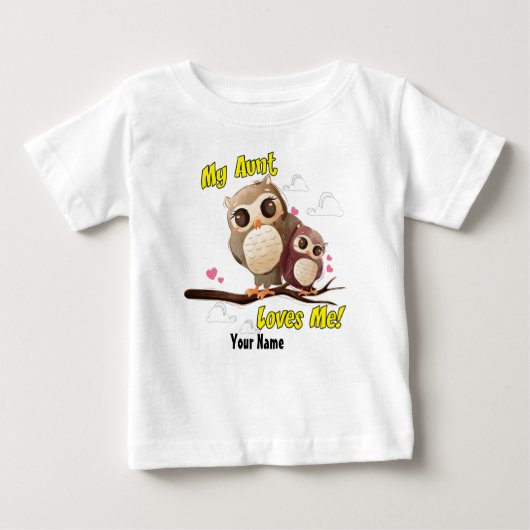 叔母は私のフクロウを愛している ベビーTシャツ (正面)