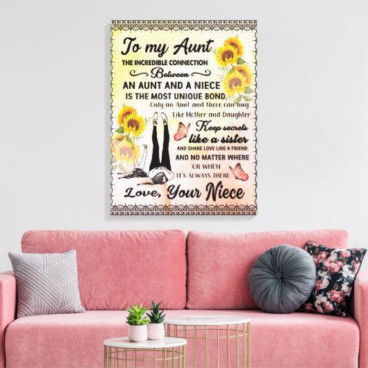 叔母への贈り物、姪からのヒマワリの贈り物 キャンバスプリント (インサイチュ (リビング))