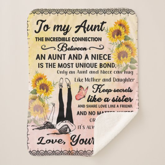 叔母への贈り物、姪からのヒマワリの贈り物 シェルパブランケット (正面)