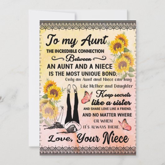 叔母への贈り物、姪からのヒマワリの贈り物 シーズンカード (正面)