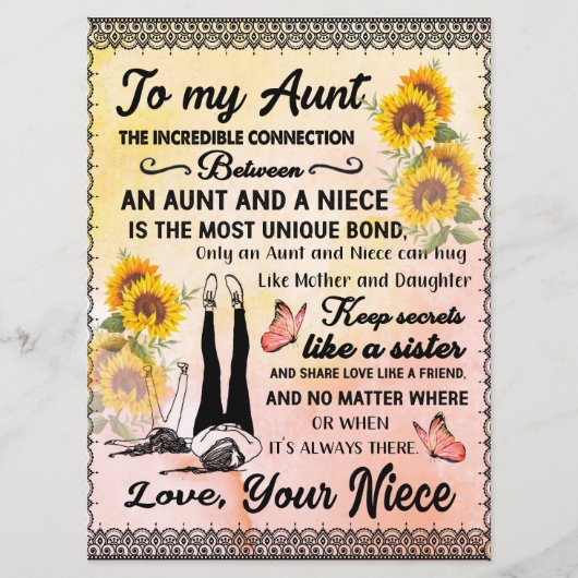 叔母への贈り物、姪からのヒマワリの贈り物 メニュー (正面)