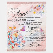 叔母への贈り物、姪からの蝶のプレゼント フリースブランケット (正面)