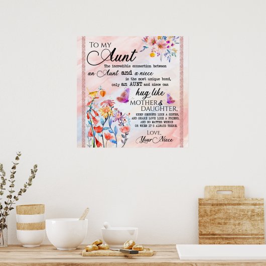 叔母への贈り物、姪からの蝶のプレゼント ポスター (キッチン)