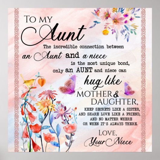 叔母への贈り物、姪からの蝶のプレゼント ポスター (正面)