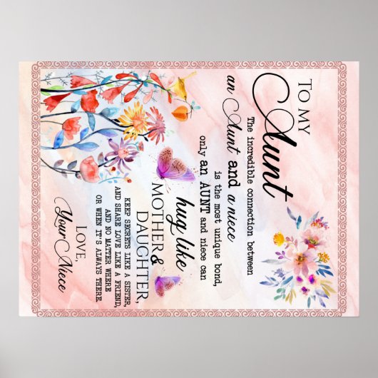 叔母への贈り物、姪からの蝶のプレゼント ポスター (正面)