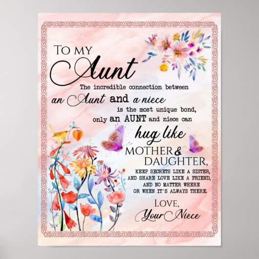 叔母への贈り物、姪からの蝶のプレゼント ポスター (正面)