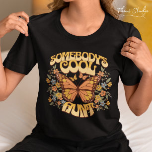 叔母クール蝶ワイルドフラワーヴィンテージレトロ Tシャツ
