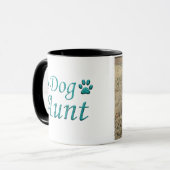 叔母ドッグ叔母ティール(緑がかった色)タイポグラフィフォトマグ マグカップ (正面左)