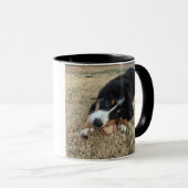 叔母ドッグ叔母ティール(緑がかった色)タイポグラフィフォトマグ マグカップ (正面右)