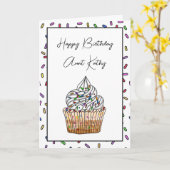 叔母パーソナライズされたハッピーバースデーカード カード (黄色い花)