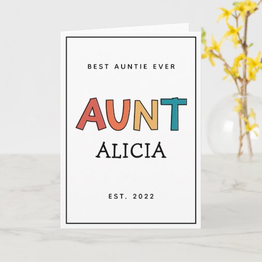 叔母パーソナライズされたレトロギフト最高のおばさん今までにかわいい カード (黄色い花)