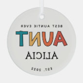 叔母パーソナライズされたレトロギフト最高のおばさん今までにかわいい ガラスオーナメント (裏面)