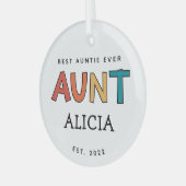 叔母パーソナライズされたレトロギフト最高のおばさん今までにかわいい ガラスオーナメント (正面左)