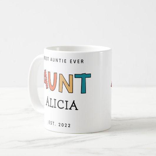 叔母パーソナライズされたレトロギフト最高のおばさん今までにかわいい コーヒーマグカップ (正面左)