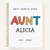 叔母パーソナライズされたレトロギフト最高のおばさん今までにかわいい ノートブック (正面)