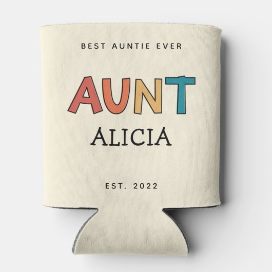 叔母パーソナライズされたレトロギフト最高のおばさん今までにかわいい 缶クーラー (裏面)