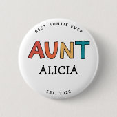 叔母パーソナライズされたレトロギフト最高のおばさん今までにかわいい 缶バッジ (正面)