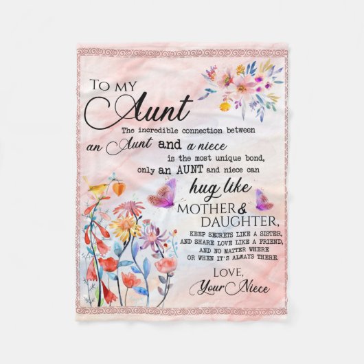 叔母パーソナライズされた宛の手紙 フリースブランケット (正面)