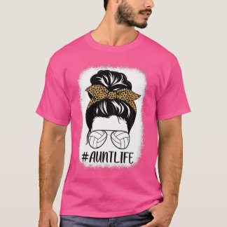 叔母ライフバレーボール漂白メッシーバンヘアレオパ Tシャツ