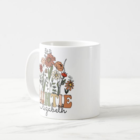叔母ワイルドフラワーウィメンズオウスマザーの日2024 コーヒーマグカップ (正面左)